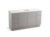 KOHLER K-99510-TK-1WT Jacquard 60" bathroom vanity cabinet with toe kick, 2 doors and 6 drawers