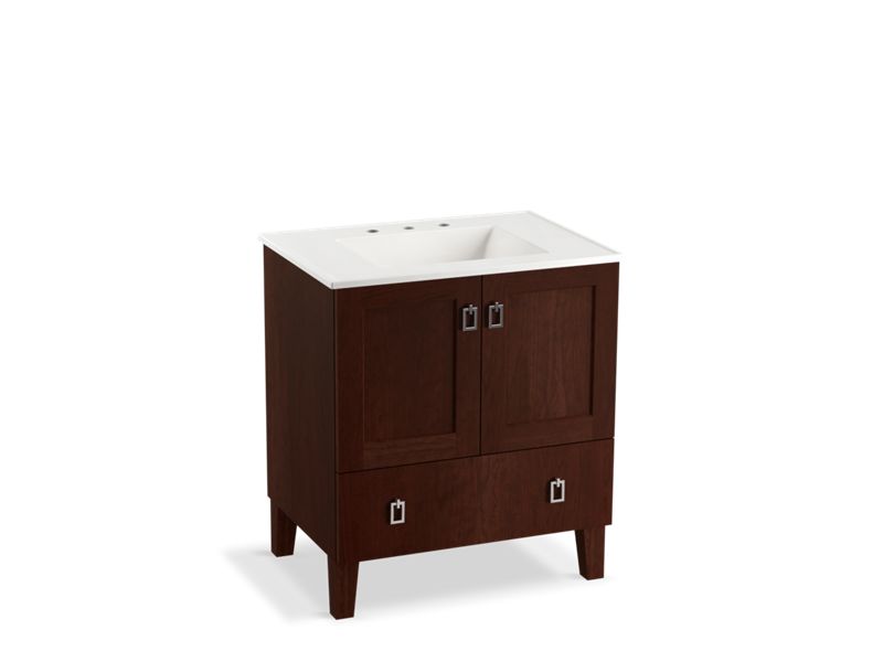 KOHLER K-99529-LG-1WG Poplin 30" bathroom vanity cabinet with legs, 2 doors and 1 drawer