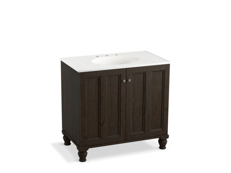 KOHLER K-99518-LG-1WC Damask 36" bathroom vanity cabinet with furniture legs and 2 doors