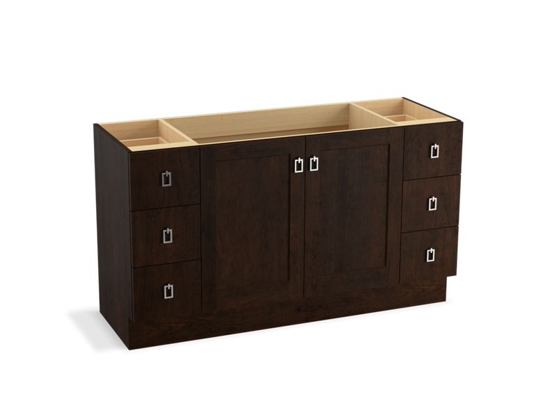 KOHLER K-99536-TK-1WB Poplin 60" bathroom vanity cabinet with toe kick, 2 doors and 6 drawers