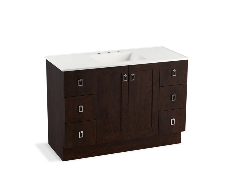 KOHLER K-99535-TK-1WB Poplin 48" bathroom vanity cabinet with toe kick, 2 doors and 6 drawers