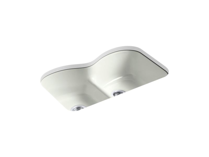 KOHLER K-6626-6U Langlade 33" x 22" x 9-5/8" Smart Divide undermount double-equal kitchen sink with 6 oversize faucet holes