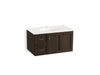 KOHLER K-99520-L-1WC Damask 36" wall-hung bathroom vanity cabinet with 1 door and 2 drawers on left