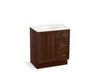 KOHLER K-99517-TKR-1WE Damask 30" bathroom vanity cabinet with toe kick, 1 door and 3 drawers on right