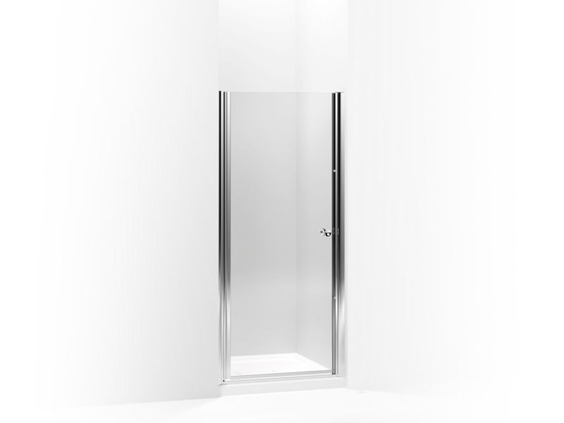 KOHLER 702410-L-SH Fluence Pivot Shower Door, 65-1/2" H X 35 - 36-1/2" W, With 1/4" Thick Crystal Clear Glass in Bright Silver
