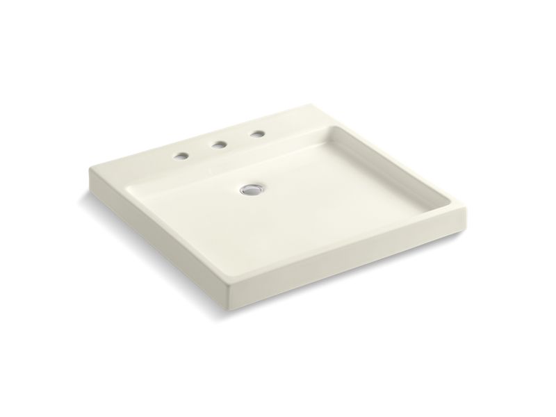 KOHLER K-2314-8 Purist Wading Pool Fireclay vessel bathroom sink with 8" widespread faucet holes