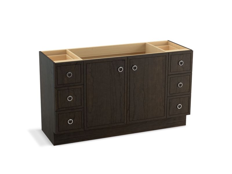 KOHLER K-99510-TK-1WC Jacquard 60" bathroom vanity cabinet with toe kick, 2 doors and 6 drawers