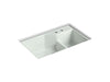 KOHLER K-6411-2 Indio 33" x 21-1/8" x 9-3/4" Smart Divide undermount large/small double-bowl workstation kitchen sink...