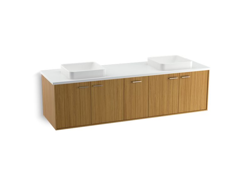 KOHLER K-99550-SD-1WN Jute 72" wall-hung bathroom vanity cabinet with 4 doors and 1 split drawer