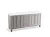 KOHLER K-99525-LGSD-1WT Damask 72" bathroom vanity cabinet with furniture legs, 4 doors and 3 drawers, split top drawer