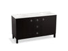 KOHLER K-99511-LGSD-1WU Jacquard 60" bathroom vanity cabinet with furniture legs, 2 doors and 3 drawers, split top drawer