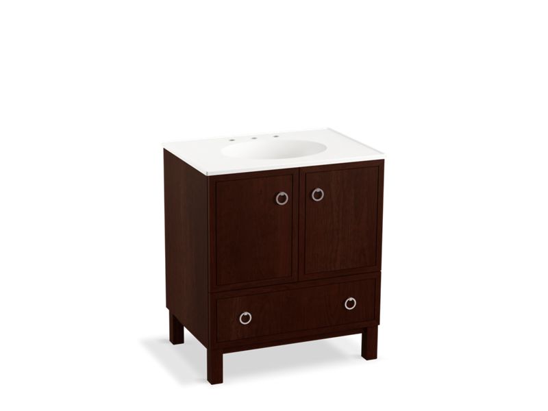 KOHLER K-99503-LG-1WG Jacquard 30" bathroom vanity cabinet with furniture legs, 2 doors and 1 drawer