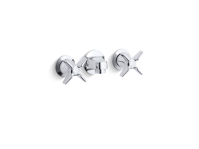 KOHLER 8046-3A-CP Triton Shelf-Back Commercial Bathroom Sink Faucet With Grid Drain And Cross Handles in Polished Chrome