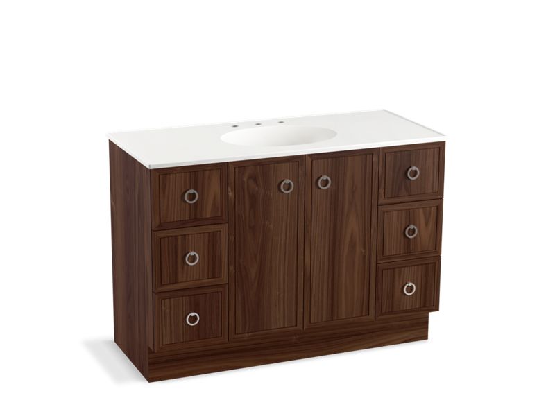 KOHLER K-99509-TK-1WE Jacquard 48" bathroom vanity cabinet with toe kick, 2 doors and 6 drawers
