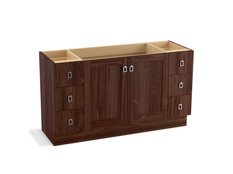 KOHLER K-99536-TK-1WE Poplin 60" bathroom vanity cabinet with toe kick, 2 doors and 6 drawers