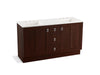 KOHLER K-99537-TK-1WG Poplin 60" bathroom vanity cabinet with toe kick, 2 doors and 3 drawers