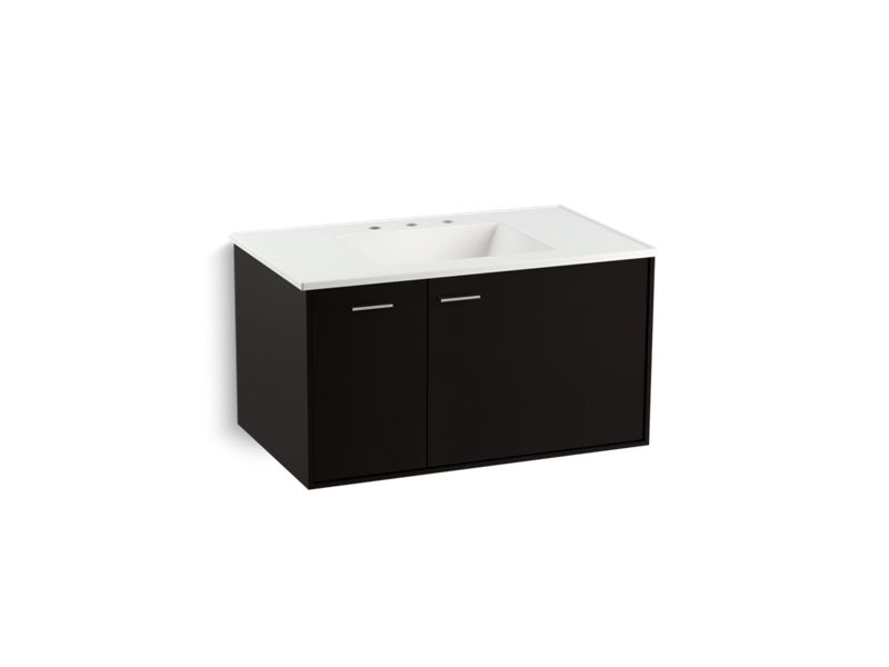 KOHLER K-99543-L-1WU Jute 36" wall-hung bathroom vanity cabinet with 1 door and 1 drawer on left