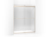 KOHLER 706018-L-ABV Levity Sliding Shower Door, 74" H X 56-5/8 - 59-5/8" W, With 3/8" Thick Crystal Clear Glass And Square Towel Bar in Anodized Brushed Bronze