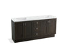 KOHLER K-99538-TK-1WC Poplin 72" bathroom vanity cabinet with toe kick, 4 doors and 3 drawers