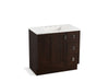 KOHLER K-99533-TKR-1WB Poplin 36" bathroom vanity cabinet with toe kick, 1 door and 3 drawers on right