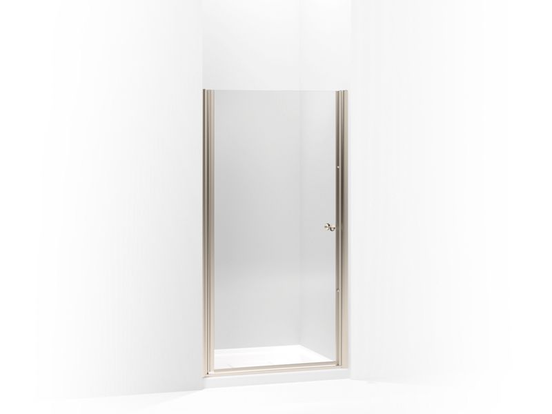 KOHLER 702408-L-ABV Fluence Pivot Shower Door, 65-1/2" H X 33-3/4 - 35-1/4" W, With 1/4" Thick Crystal Clear Glass in Anodized Brushed Bronze