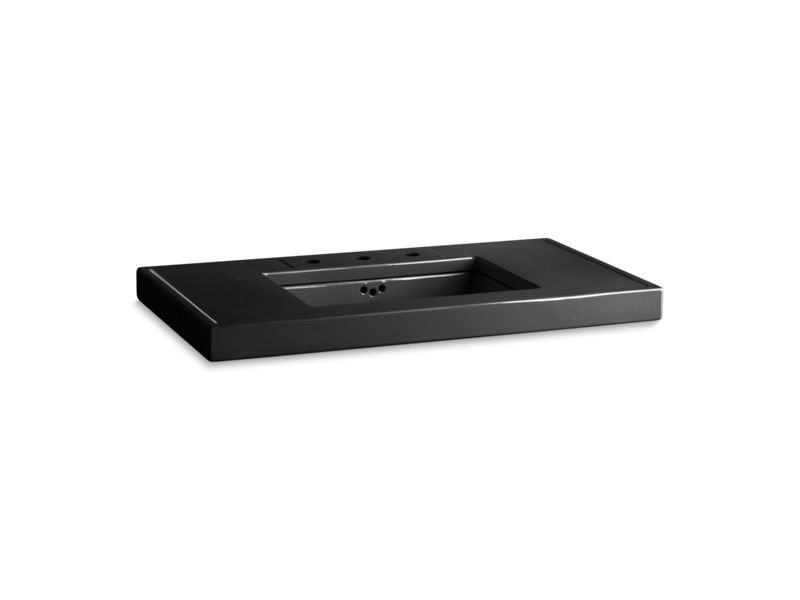 KOHLER 3029-7 Kathryn 42" X 22" Fireclay Console Tabletop Drilled With 10" Centers And Cut For K-2297-G Undermount Bathroom Sink in Black