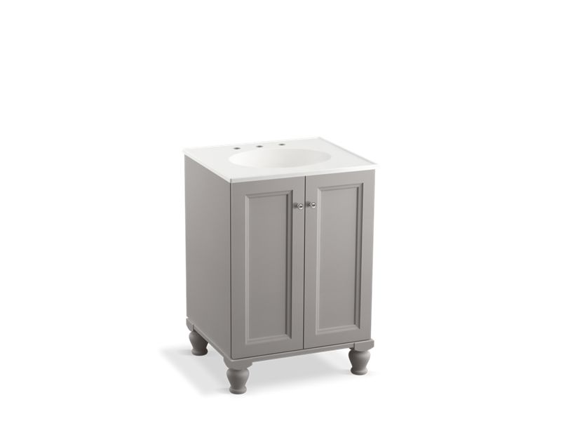 KOHLER K-99513-LG-1WT Damask 24" bathroom vanity cabinet with furniture legs and 2 doors