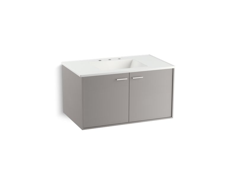 KOHLER K-99542-1WT Jute 36" wall-hung bathroom vanity cabinet with 2 doors