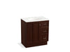 KOHLER K-99517-TKR-1WG Damask 30" bathroom vanity cabinet with toe kick, 1 door and 3 drawers on right