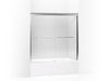 KOHLER 702205-L-SHP Fluence Sliding Bath Door, 58-5/16" H X 56-5/8 - 59-5/8" W, With 3/8" Thick Crystal Clear Glass in Bright Polished Silver