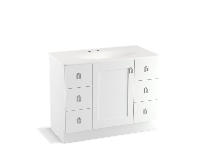 KOHLER K-99562-TK-1WA Poplin 42" bathroom vanity cabinet with toe kick, 1 door and 6 drawers