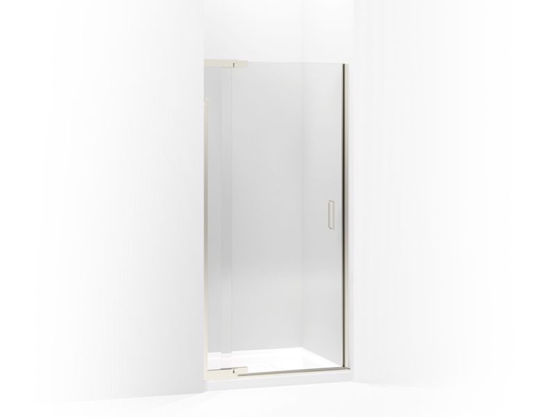 KOHLER 702011-L-BN Purist Pivot Shower Door, 72" H X 33 - 36" W, With 1/4" Thick Crystal Clear Glass in Vibrant Brushed Nickel