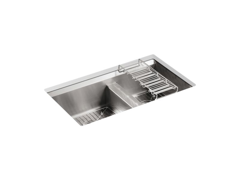 KOHLER 3672-NA 8 Degree 33" X 18" X 10-3/16" Undermount Double-Bowl Large/Medium Kitchen Sink