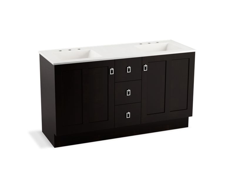 KOHLER K-99537-TK-1WU Poplin 60" bathroom vanity cabinet with toe kick, 2 doors and 3 drawers
