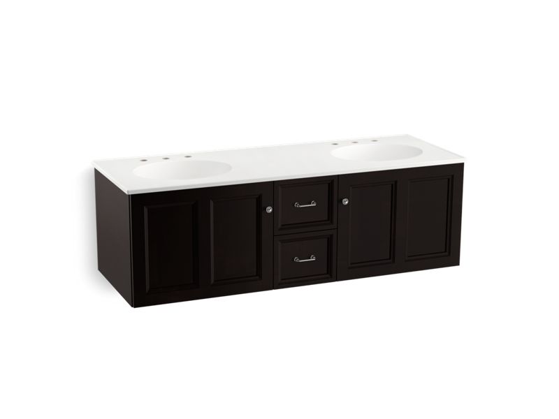KOHLER K-99524-1WU Damask 60" wall-hung bathroom vanity cabinet with 2 doors and 2 drawers