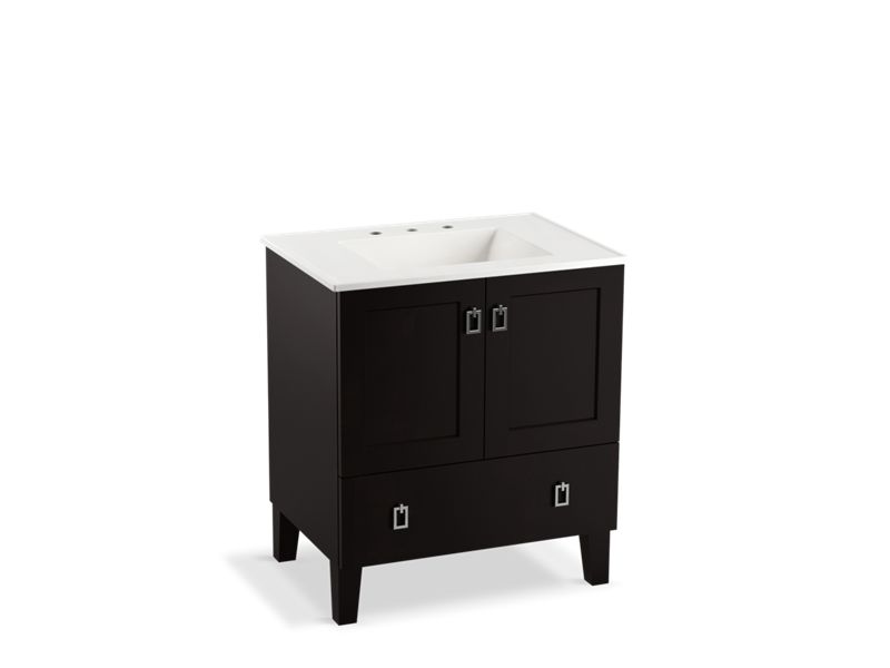KOHLER K-99529-LG-1WU Poplin 30" bathroom vanity cabinet with legs, 2 doors and 1 drawer