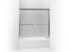 KOHLER 709062-L-SHP Gradient Sliding Bath Door, 58-1/16" H X 59-5/8" W, With 1/4" Thick Crystal Clear Glass in Bright Polished Silver