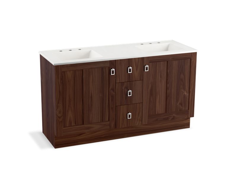 KOHLER K-99537-TK-1WE Poplin 60" bathroom vanity cabinet with toe kick, 2 doors and 3 drawers