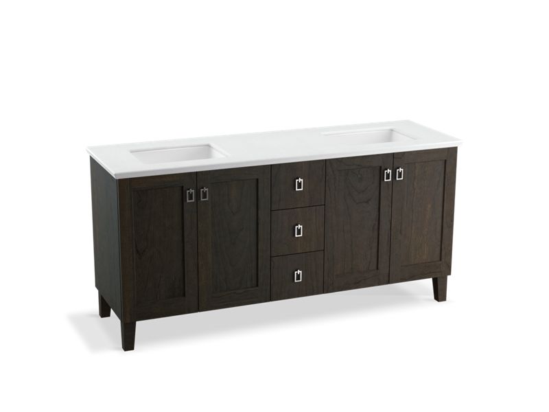 KOHLER K-99538-LG-1WC Poplin 72" bathroom vanity cabinet with legs, 4 doors and 3 drawers
