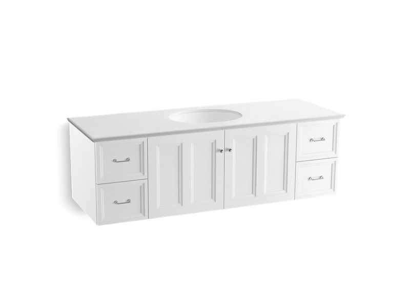 KOHLER K-99523-1WA Damask 60" wall-hung bathroom vanity cabinet with 2 doors and 4 drawers