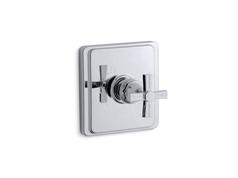 KOHLER TS13135-3B-CP Pinstripe Rite-Temp(R) Valve Trim With Cross Handle in Polished Chrome