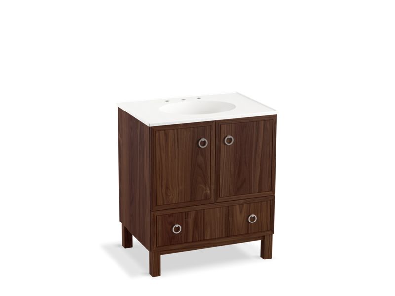 KOHLER K-99503-LG-1WE Jacquard 30" bathroom vanity cabinet with furniture legs, 2 doors and 1 drawer