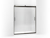 KOHLER K-706012-L Levity Sliding shower door, 74" H x 56-5/8 - 59-5/8" W, with 3/8" thick Crystal Clear glass