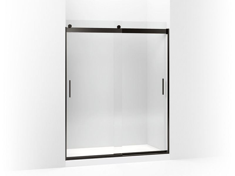 KOHLER K-706012-L Levity Sliding shower door, 74" H x 56-5/8 - 59-5/8" W, with 3/8" thick Crystal Clear glass