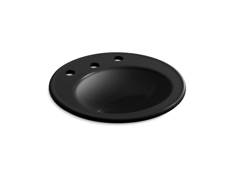 KOHLER K-2202-8 Brookline 19" diameter drop-in bathroom sink with 8" widespread faucet holes