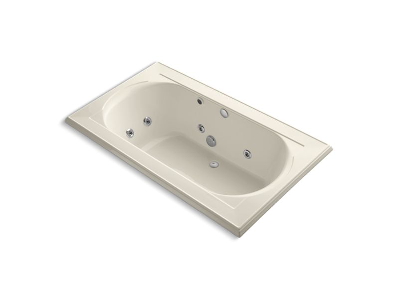 KOHLER K-1418-HN-47 Memoirs 72" x 42" drop-in whirlpool with reversible drain, heater and custom pump location without jet trim