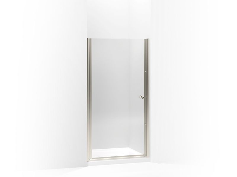 KOHLER 702408-L-MX Fluence Pivot Shower Door, 65-1/2" H X 33-3/4 - 35-1/4" W, With 1/4" Thick Crystal Clear Glass in Matte Nickel