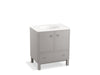 KOHLER K-99503-LG-1WT Jacquard 30" bathroom vanity cabinet with furniture legs, 2 doors and 1 drawer