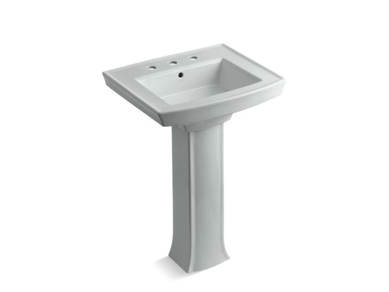 KOHLER 2359-8 Archer Pedestal bathroom sink with 8" widespread faucet holes