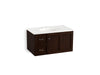 KOHLER K-99520-L-1WB Damask 36" wall-hung bathroom vanity cabinet with 1 door and 2 drawers on left